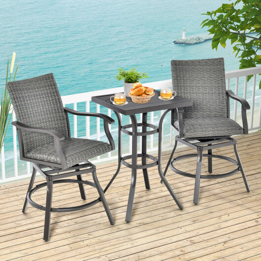 24 Inch Patio Bar Height Table with Aluminum Tabletop and Adjustable Foot Pads W2B