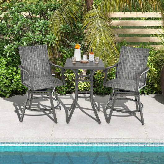24 Inch Patio Bar Height Table with Aluminum Tabletop and Adjustable Foot Pads W2B