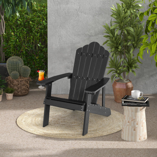 Weather Resistant HIPS Outdoor Adirondack Chair with Cup Holder-Navy W2B