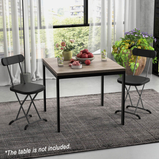 2 Pieces Outdoor Folding Chair Set with Sturdy Frame and Ergonomic Backrest-Black W2B