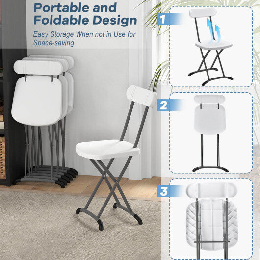 2 Pieces Outdoor Folding Chair Set with Sturdy Frame and Ergonomic Backrest-Black W2B