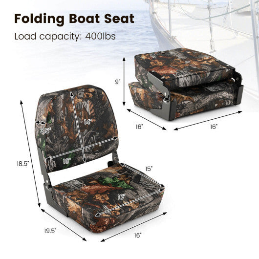 2-Piece Folding Boat Seat Set with Sponge Padding-Camouflage W2B