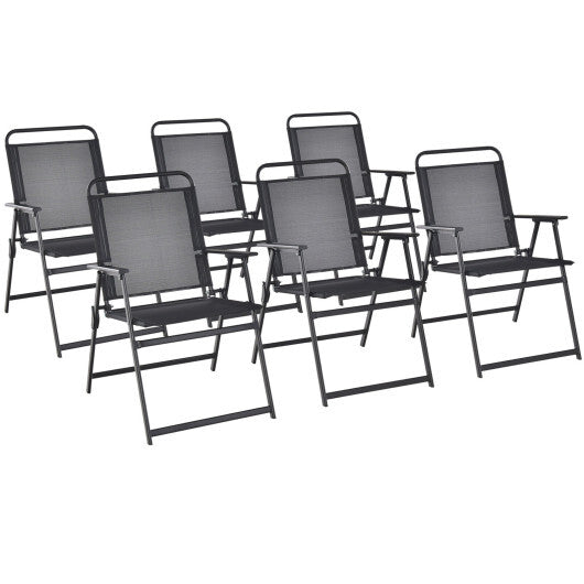 Set of 2/4/6 Outdoor Folding Chairs with Breathable Seat-Set of 2