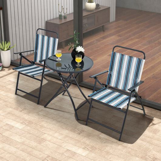 3 Pieces Outdoor Folding Chair Set Portable Folding Chair Set W2B