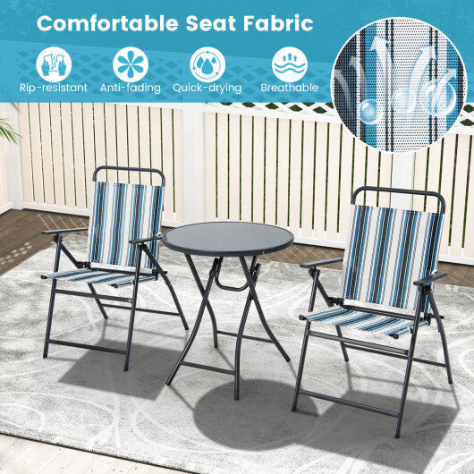 3 Pieces Outdoor Folding Chair Set Portable Folding Chair Set W2B