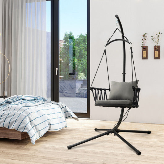 Hanging Swing Chair with Stand-Gray W2B