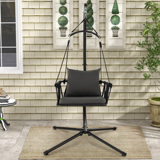 Hanging Swing Chair with Stand-Gray W2B