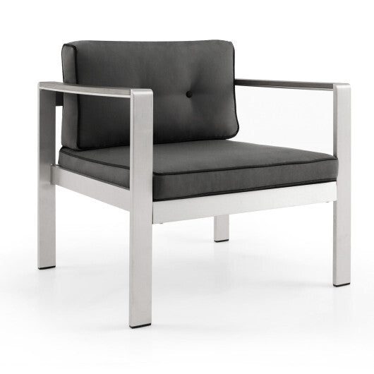 Contemporary Sofa Chair with WPC Armrests and Back Cushions-Gray W2B