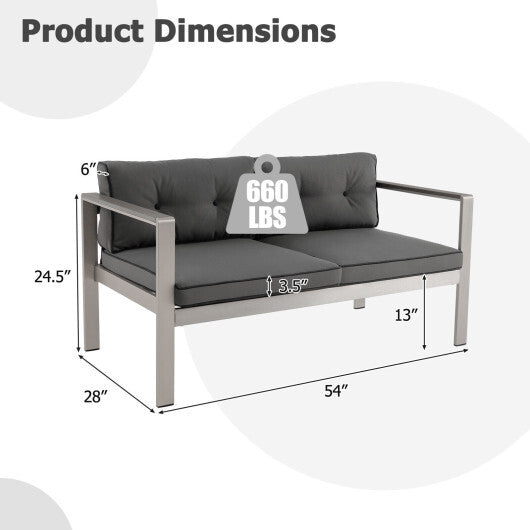 Contemporary 2-Person Sofa Chair with WPC Armrests for Balcony Backyard Porch W2B