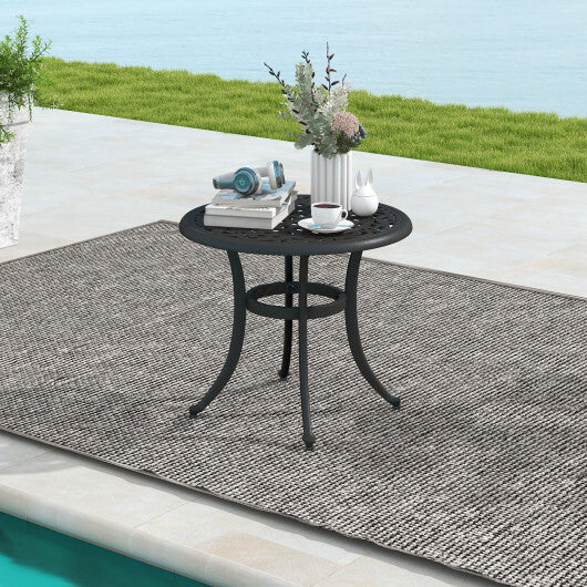 24 Inch Patio Side Table with Adjustable Footpads for Poolside Backyard Balcony-Rustic Brown W2B