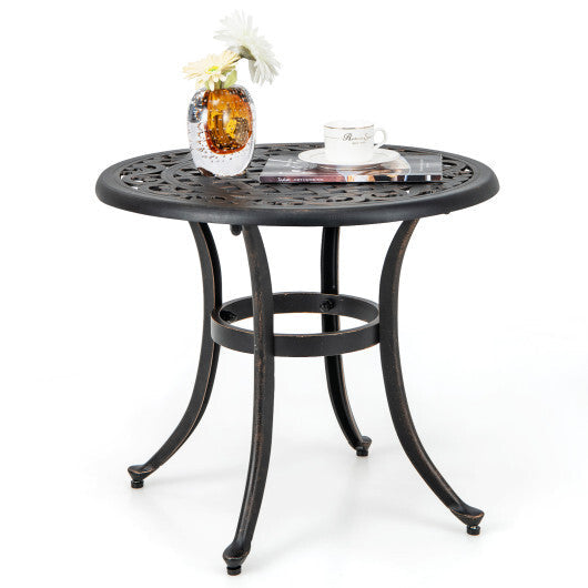 24 Inch Patio Side Table with Adjustable Footpads for Poolside Backyard Balcony-Rustic Brown W2B