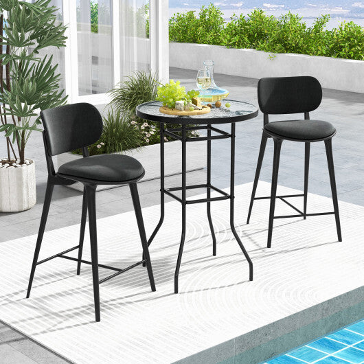 38 Inch Patio Bar Table with Tempered Glass Tabletop W2B