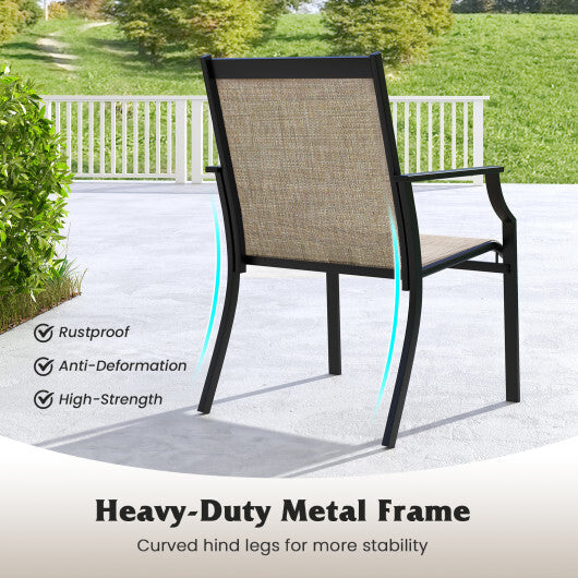 2 Piece Patio Dining Chairs Large Outdoor Chairs with Breathable Seat and Metal Frame-Blue W2B