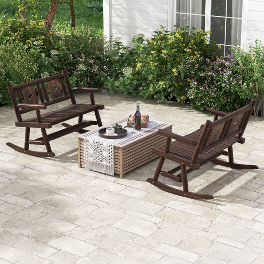 Patio Rocking Bench Double Rocker Chair with Ergonomic Seat 2-Person Loveseat W2B