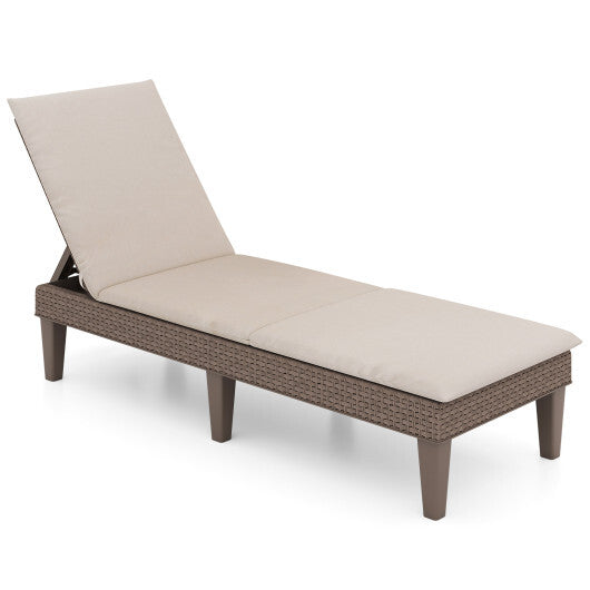 Patio Lounge Outdoor Recliner Chair with Cushion 3-Position Adjustable Backrest-Orange W2B