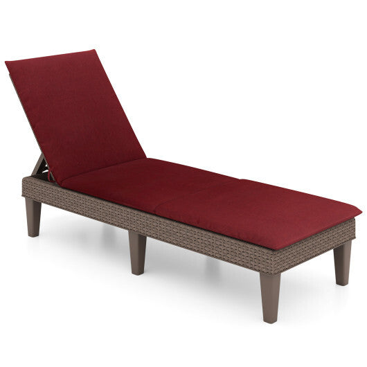 Patio Lounge Outdoor Recliner Chair with Cushion 3-Position Adjustable Backrest-Orange W2B