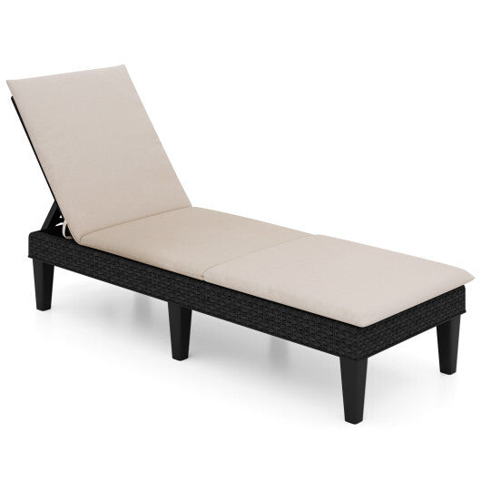 Patio Lounge Chair 3-Position Adjustable Backrest and Cushion-Orange W2B