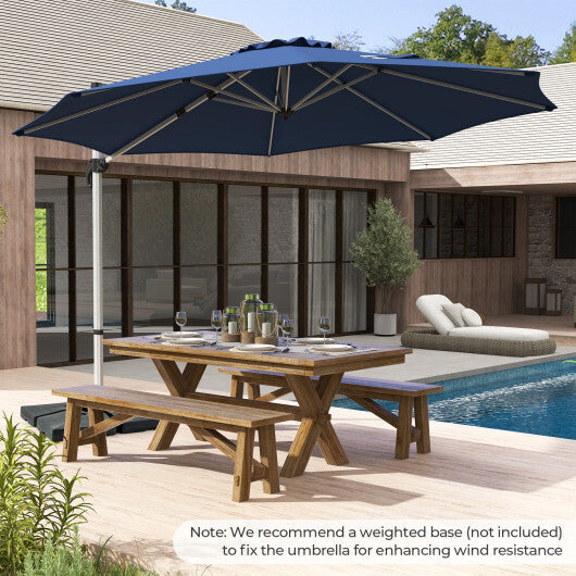 11 FT Outdoor Patio Umbrella with 360 Rotation and Adjustable Tilt-Navy W2B
