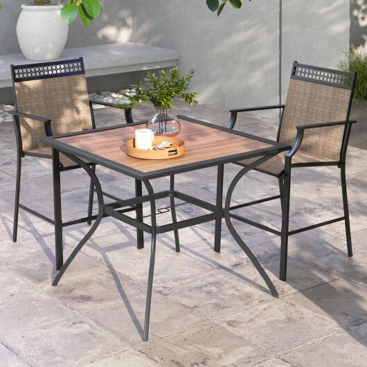 Patio Dining Table for 4 Square Bistro Table with Umbrella Holes W2B