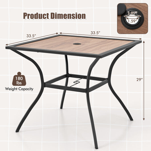 Patio Dining Table for 4 Square Bistro Table with Umbrella Holes W2B
