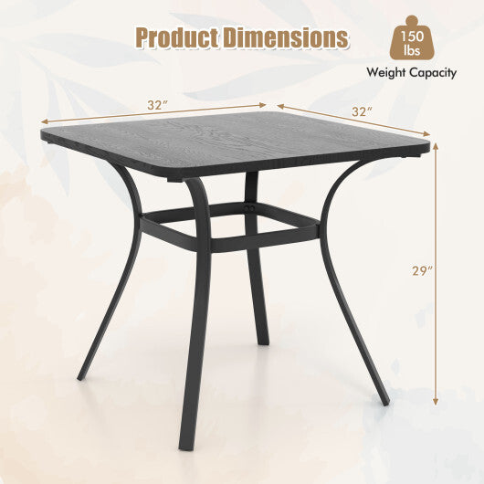 32 Inch Patio Dining Table Metal Square Table for Dining with 4 Curved Legs-Gray W2B