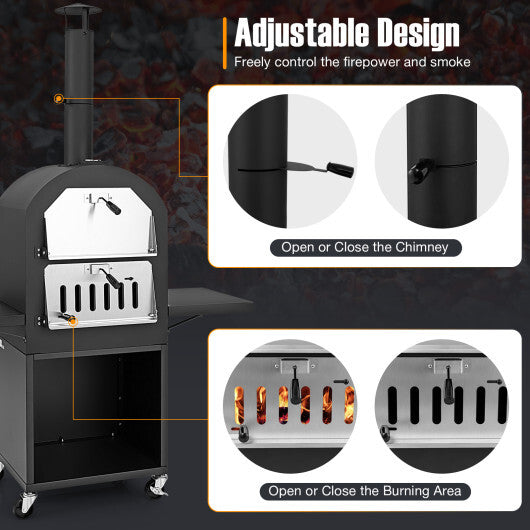 Outdoor Pizza Oven with Protective Cover and Grill Racks and Built-in Thermometer W2B