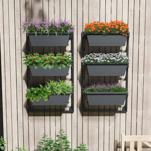 Hanging Vertical Planter Wall-mounted Adjustable with Detachable Hooks-Black W2B