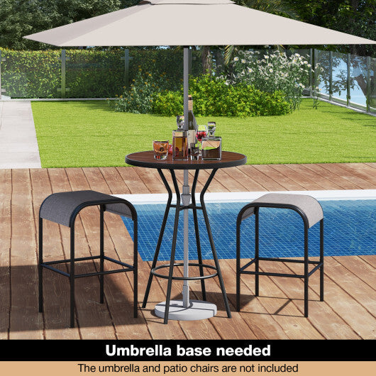 28 Inches Outdoor Bar Table with Wood-Like Tabletop for Backyard Garden W2B