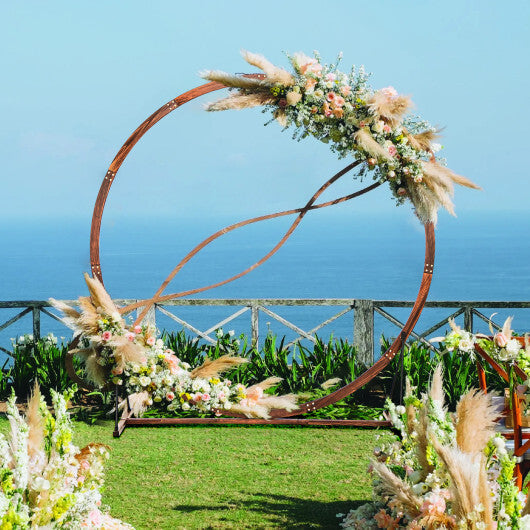 Wooden Wedding Arch Solid Wood Arbor Backdrop Stand for Wedding Ceremony-Heptagon W2B
