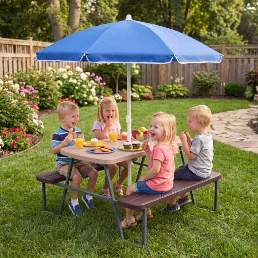 Kids Picnic Table with Benches Seats up to 4-Brown W2B