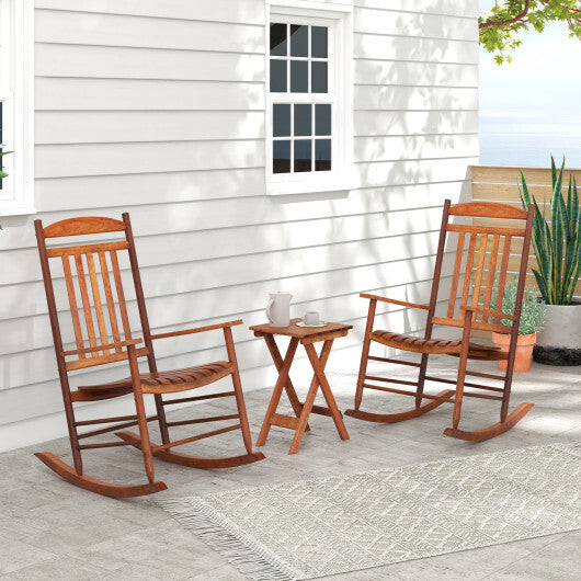 3-piece Outdoor Poplar Wood Rocking Bistro Set-Natural W2B