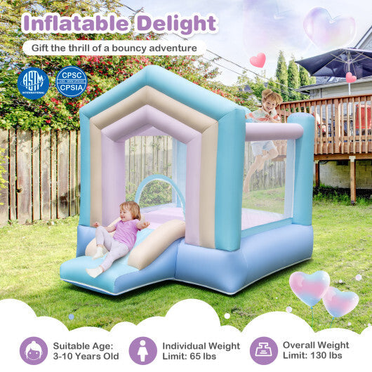 Kids Bounce House with Slide and Basketball Rim Bouncy Castle for Party with 480W Blower W2B