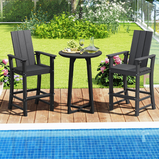 Tall Adirondack Chair Outdoor Bar Stool with Ergonomic Backrest for Backyard-Blue W2B