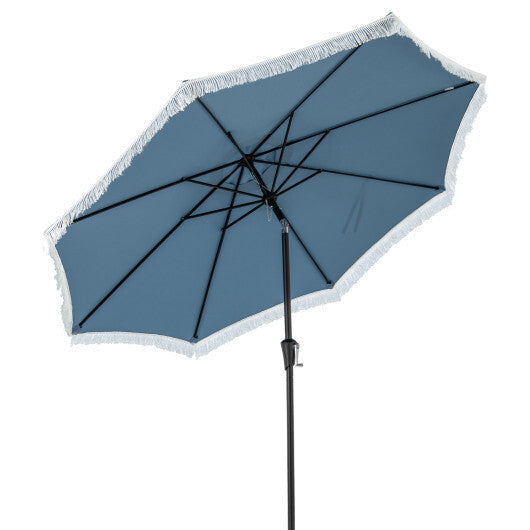 9 FT Patio Umbrella with Sun-Protective Canopy for Patio Garden Pool-Beige W2B
