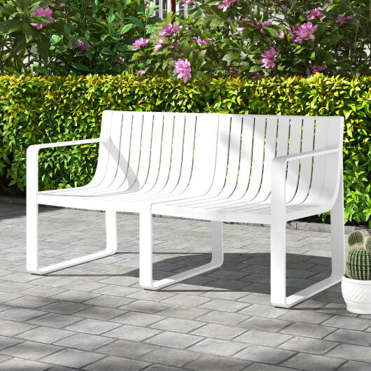 Weather-resistant Plastic 2-Person Bench with Curved Backrest-Blue W2B