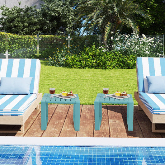 Weather Resistant Adirondack Outdoor Side Table Set of 2-Blue