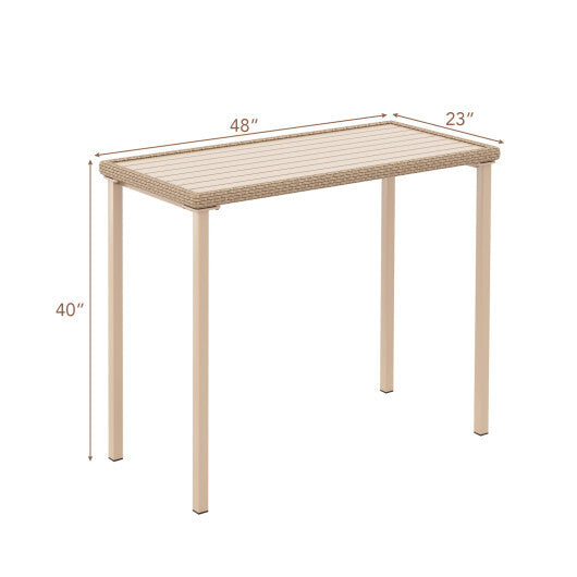 Outdoor Patio Bar Table Heavy Duty Rectangle Metal Frame-Brown W2B