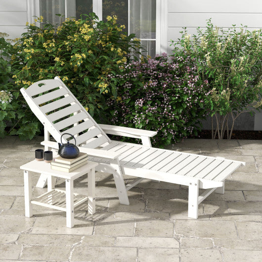 Patio Chaise Lounge Chair with 4 Position Backrest-White W2B
