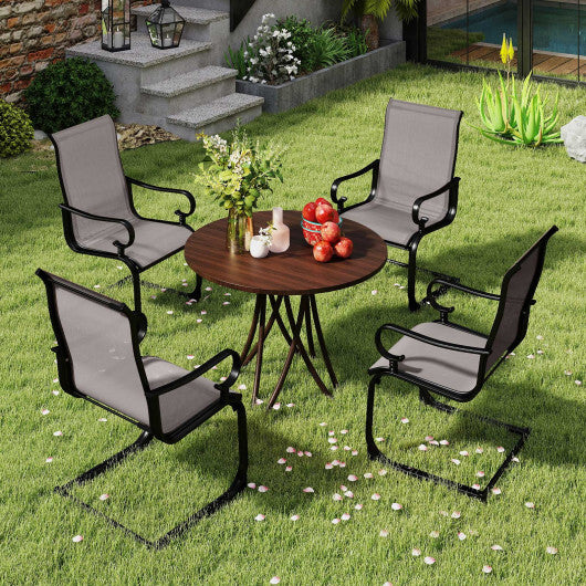 Set of 2 Patio Chairs with Quick-drying and Breathable Fabric for Backyard-Brown