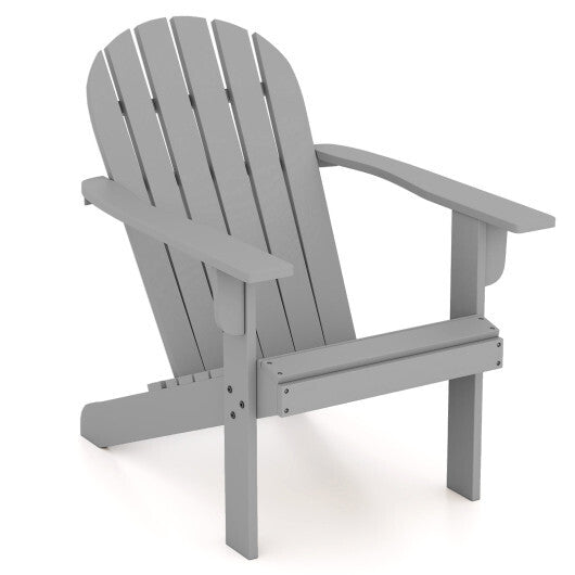 Acacia Wood Lounge Patio Adirondack Chair with Inclined Seat-Gray W2B