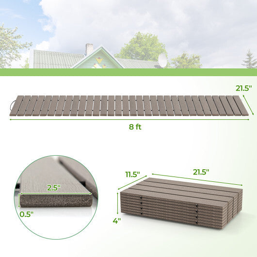8 Ft Outdoor Garden Pathway Patio Roll Out Straight Walkways with Metal Wire Connection-S W2B