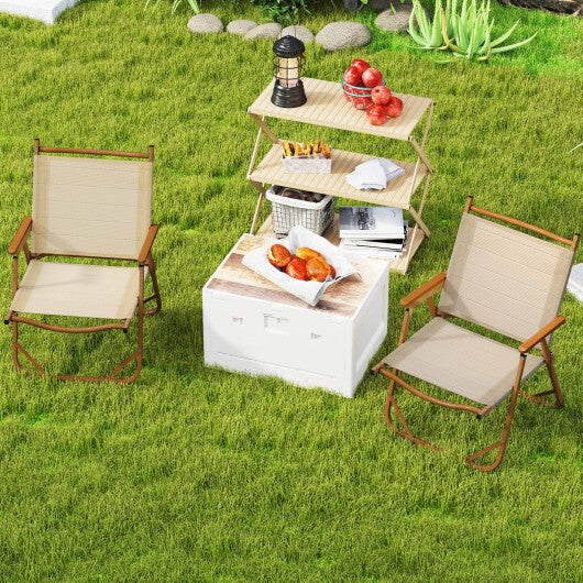Folding Camp Chairs Set of 2 Lightweight Beach Chairs-Beige W2B