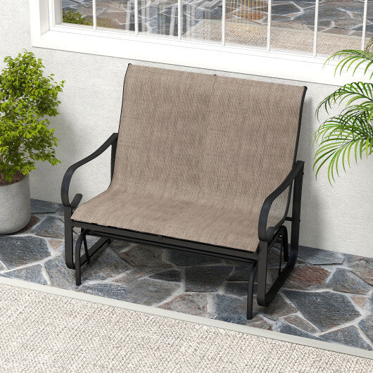 2-Person Outdoor Glider Bench with High Backrest-Brown W2B