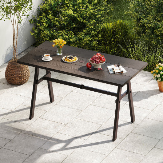 Outdoor Dining Tale for 6 with 1.93 Inch Umbrella Hole for Garden-Dark Brown W2B