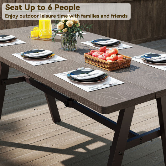 Outdoor Dining Tale for 6 with 1.93 Inch Umbrella Hole for Garden-Dark Brown W2B