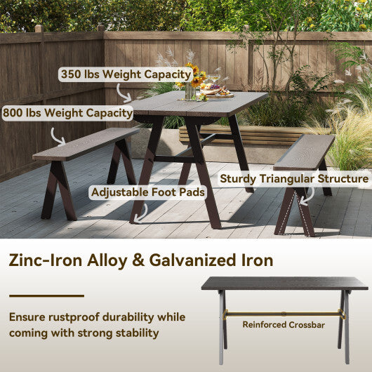 3-Person Outdoor Bench Set of 2 with 800 LBS Bearing Capacity W2B