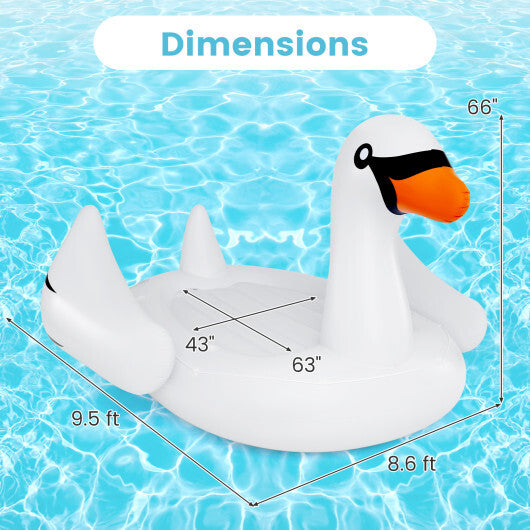 Giant Inflatable Swan Floating Island 4-Person Pool Float with 4 Cups Holders W2B