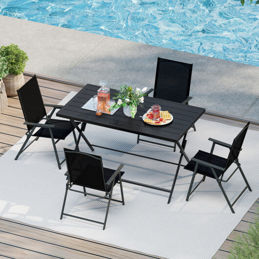 5-Piece Foldable Outdoor Dining Set for Backyard Garden Deck W2B