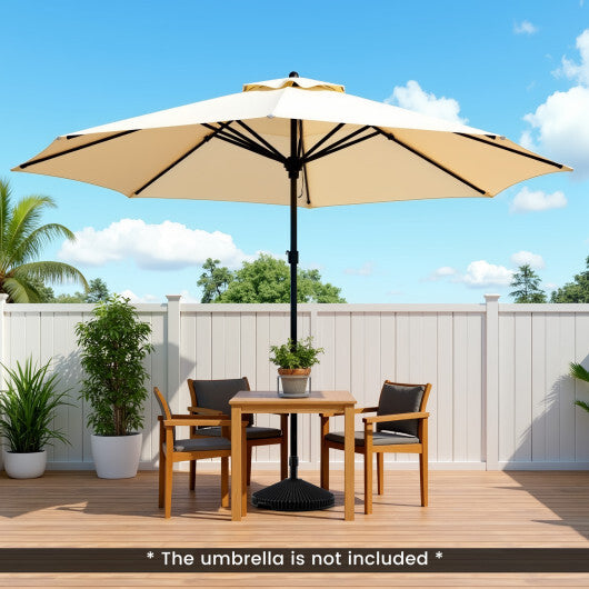 Water and Sand Filled Outdoor Umbrella Stand with Shell Texture and 3 Coupler Sizes-Black W2B