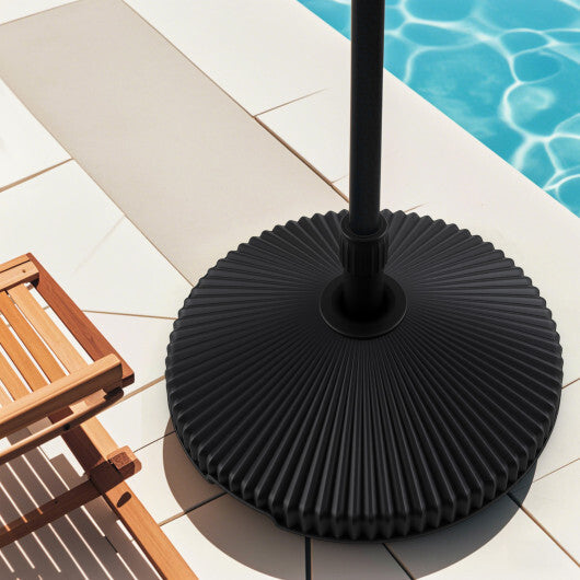 Water and Sand Filled Outdoor Umbrella Stand with Shell Texture and 3 Coupler Sizes-Black W2B